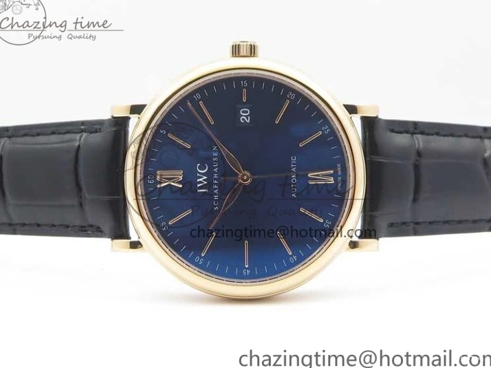 MIROTIME 0428 MoistureWicking Portofino Automatic RG IW356522 FKF 1:1 Best Edition Blue Dial on Black Croco Strap A 7109